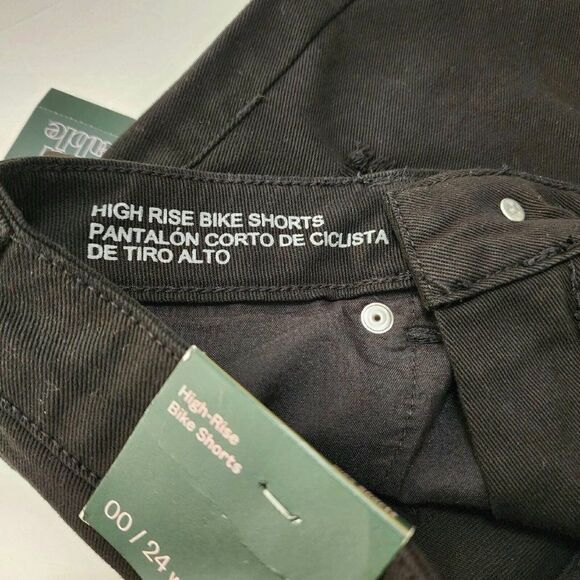 Wild Fable - 00/24- Women's High Rise Bike Distressed Cut offs Shorts Denim Blk - Picture 7 of 7